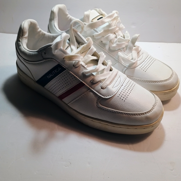 Nautica White Sneakers with Red and Navy Accents - Picture 2 of 6